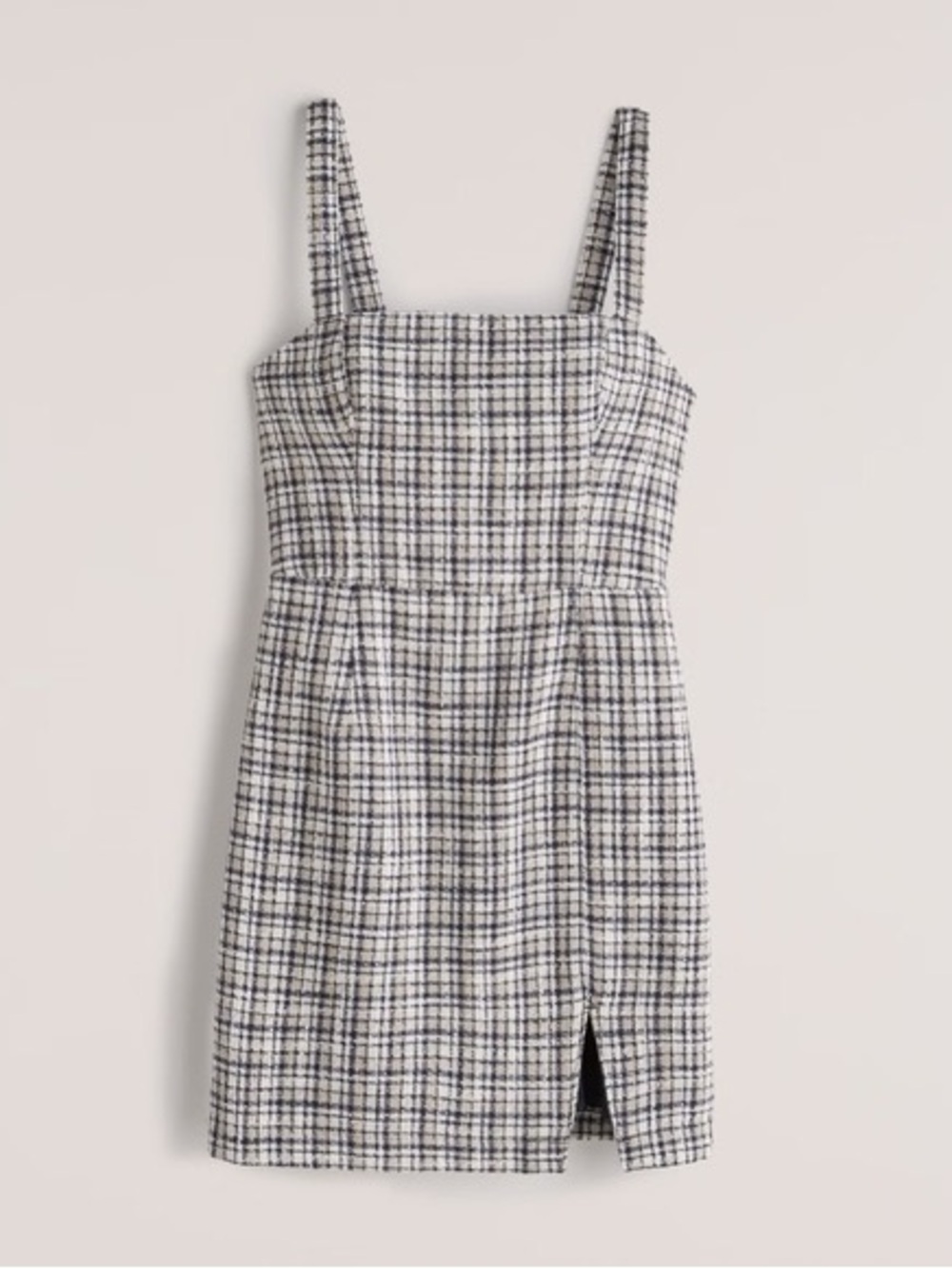 Abercrombie & Fitch Black and White Plaid Square-Neck Mini Dress